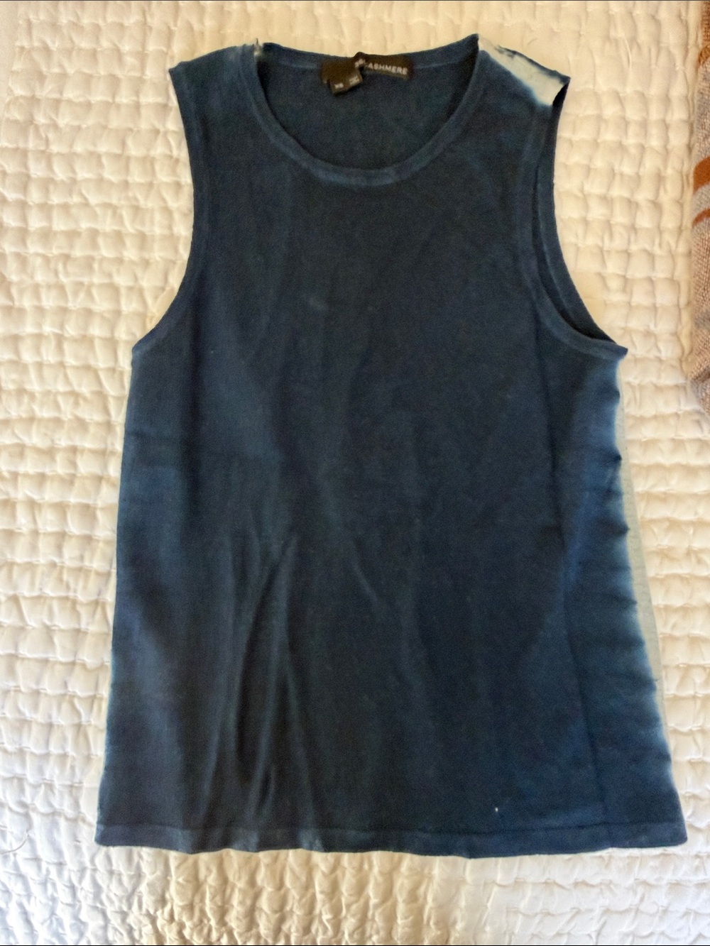 360 Cashmere Navy Blue Sleeveless Tank with tie dye details